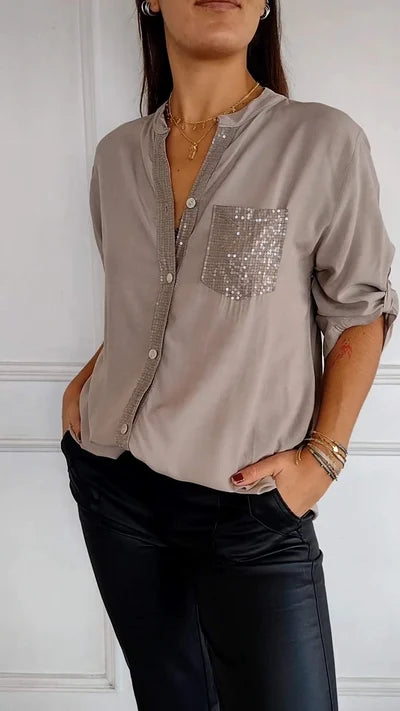 Nava Dames Blouse | Elegante Gloed met Glinsterende Accenten, Relaxte Pasvorm 2