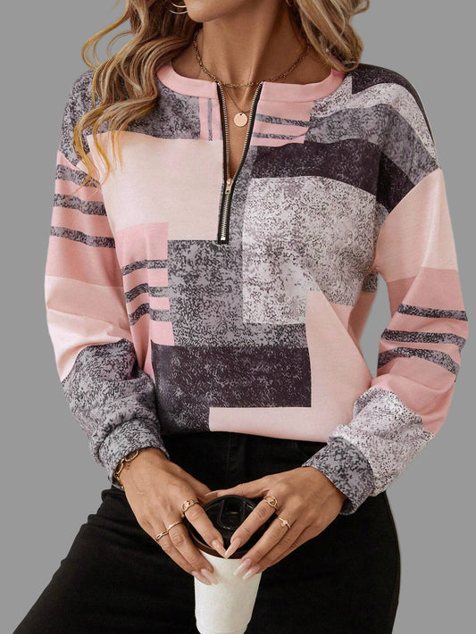 Oriana Dames Sweatshirt | Vintage Design met Colourblock, Katoenmix 0