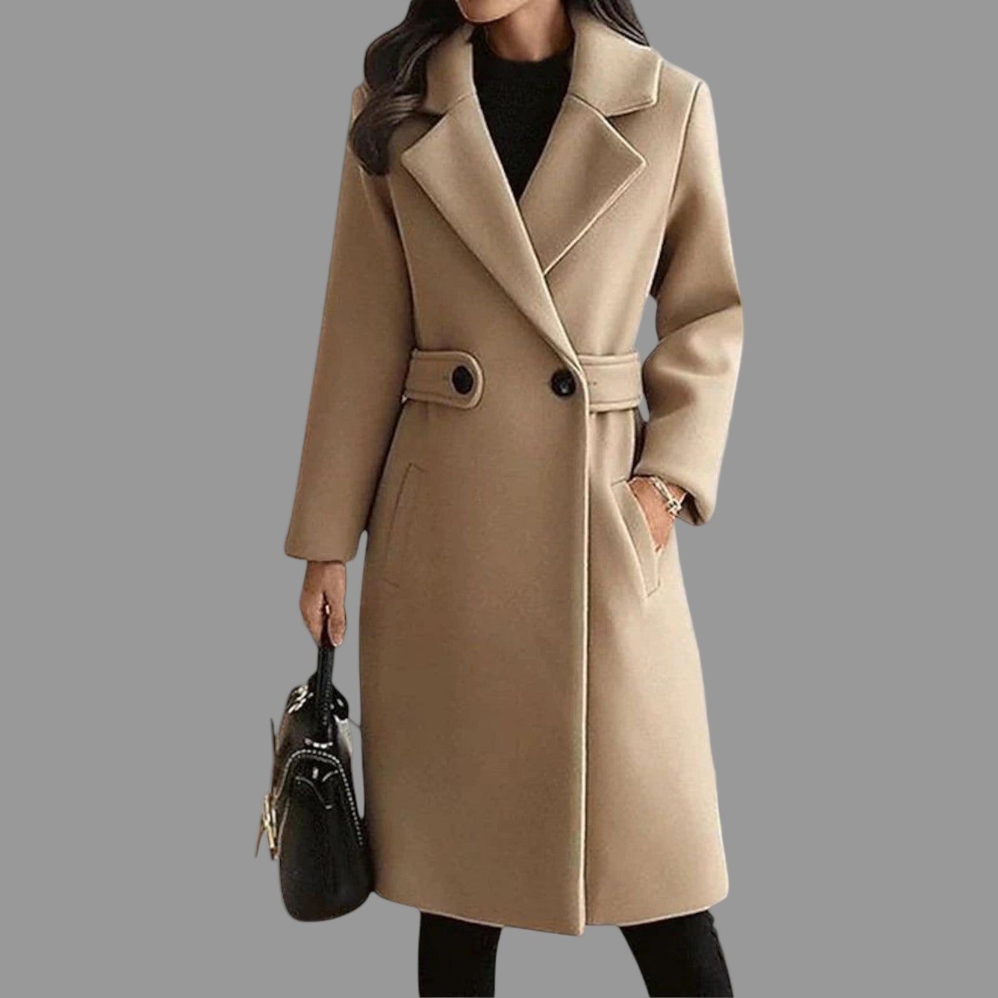 Rianne Wollen Lange Winterjas Dames | Getailleerd Met Smalle Riem, Tijdloos Design 0