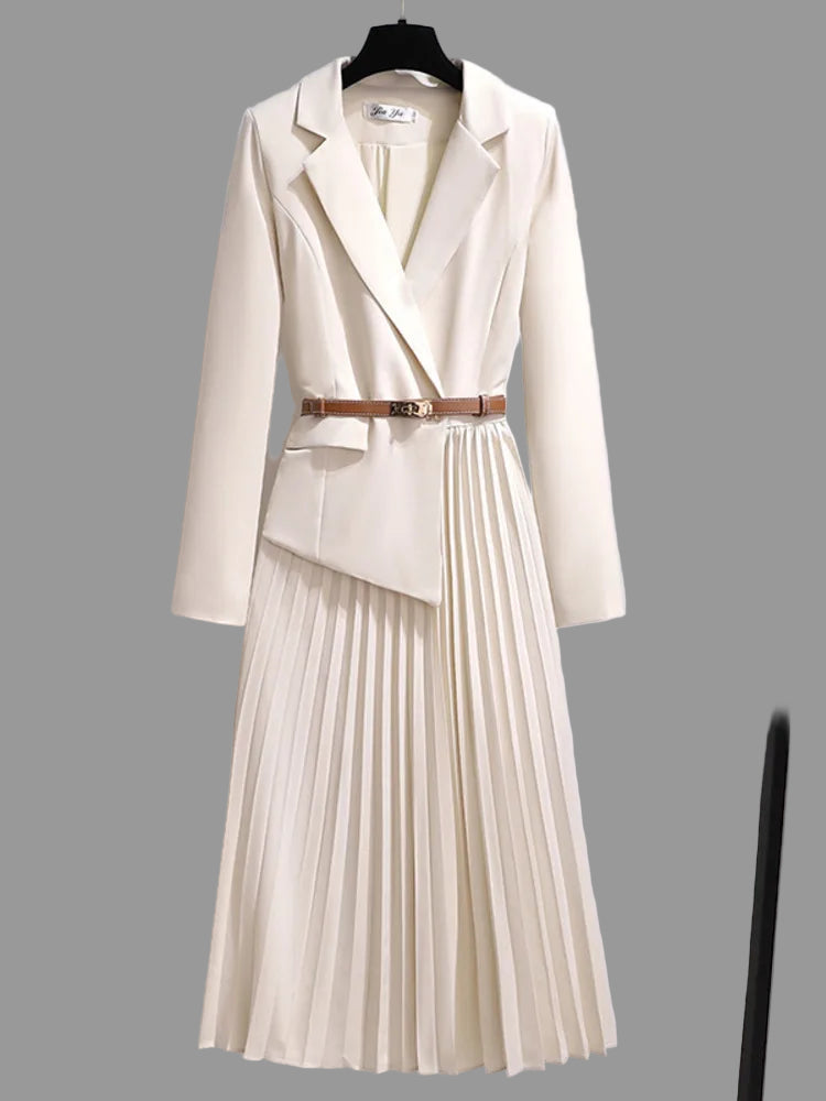 Riva Lange Jurk Dames | Geplooide Blazerstijl, Feestelijke Kleding Dames 0