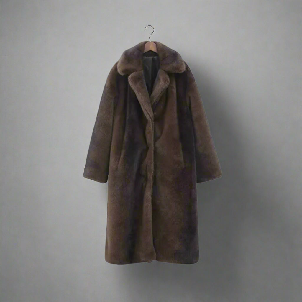 Lange Dames Trenchcoat, Faux Fur, Warm en Luxe