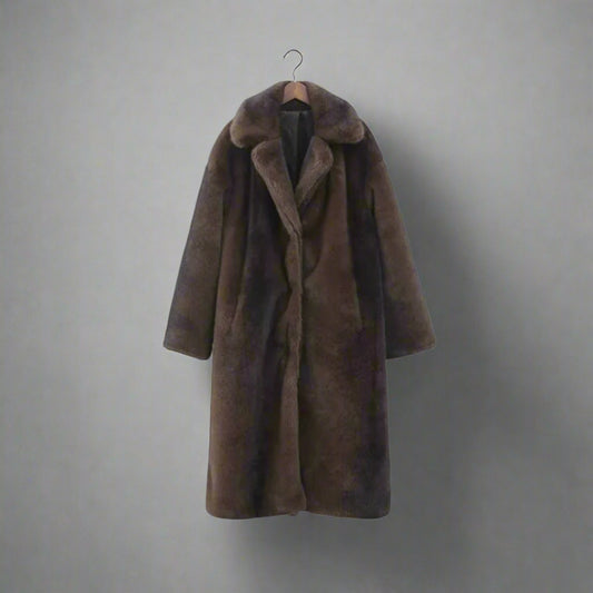Lange Dames Trenchcoat, Faux Fur, Warm en Luxe