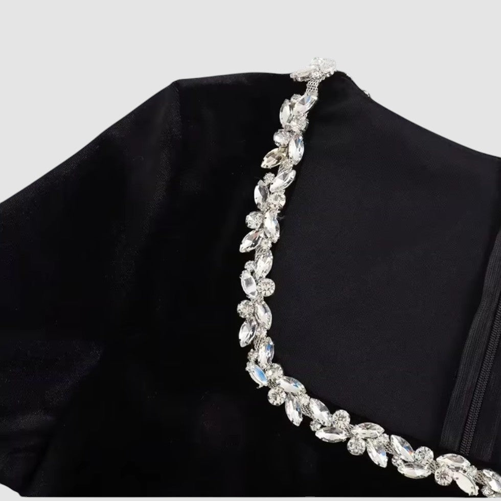 Velvet Mini Jurk Dames, Lange Mouw, Elegant A-Lijn