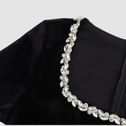 Velvet Mini Jurk Dames, Lange Mouw, Elegant A-Lijn