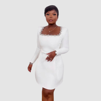 Velvet Mini Jurk Dames, Lange Mouw, Elegant A-Lijn