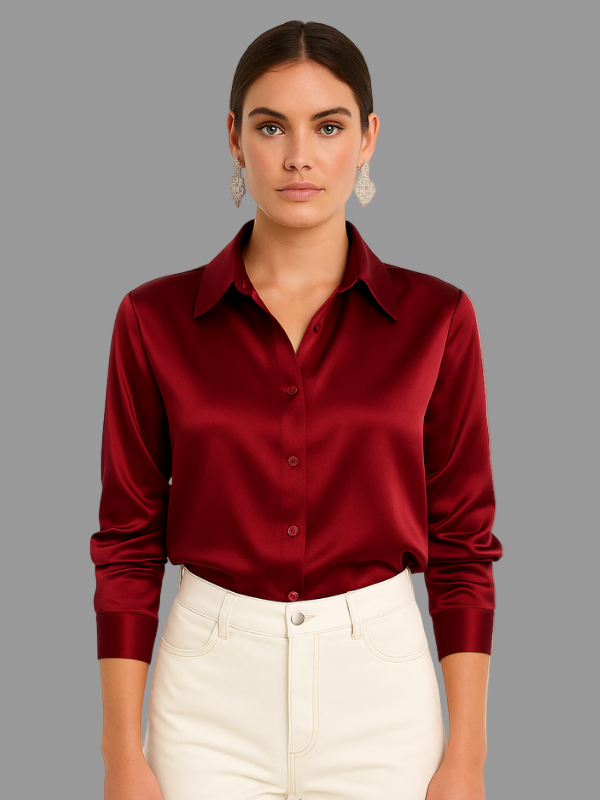 Sanne Witte Dames Blouse | Elegante Satijnen, Casual En Formeel 0