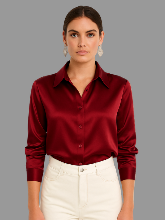 Sanne Witte Dames Blouse | Elegante Satijnen, Casual En Formeel 0