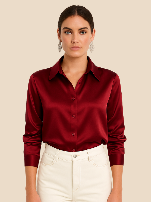 Sanne Dames Blouse | Elegante Satijnen, Casual En Formeel