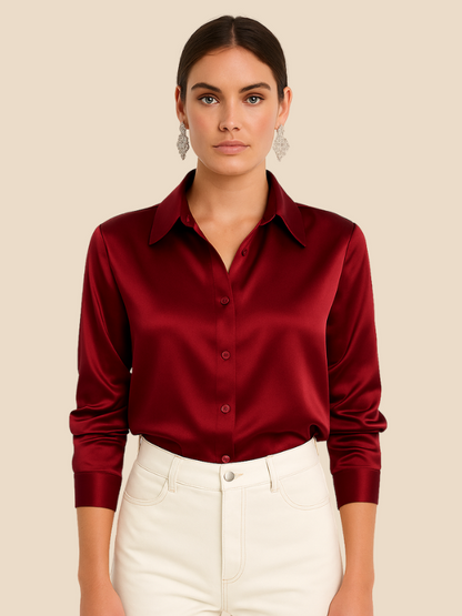 Sanne Dames Blouse | Elegante Satijnen, Casual En Formeel
