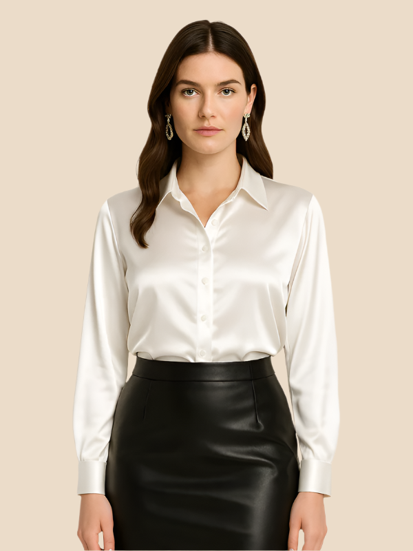 Sanne Witte Dames Blouse | Elegante Satijnen, Casual En Formeel 16