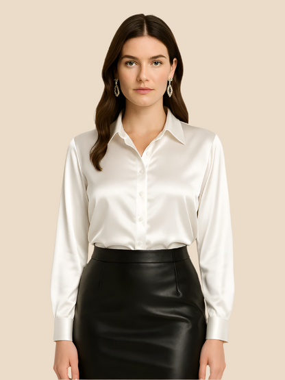 Sanne Witte Dames Blouse | Elegante Satijnen, Casual En Formeel 16