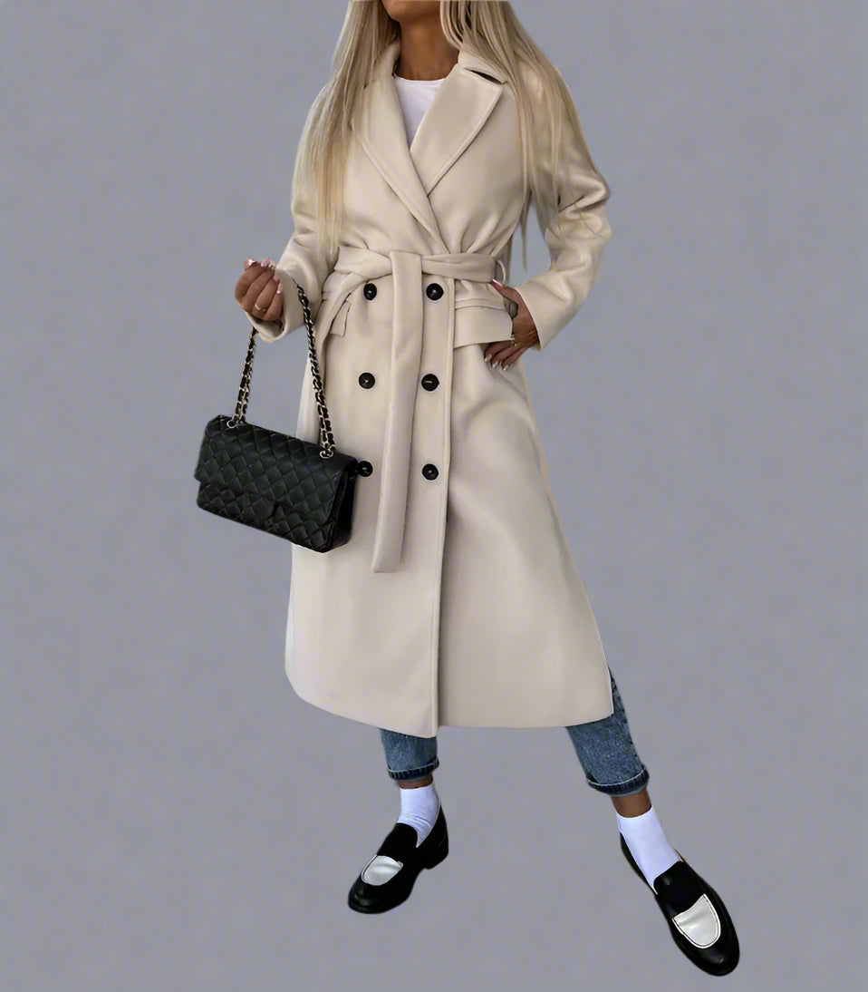 Mirabelle - Dames Tijdloze Dubbelrijige Mantel