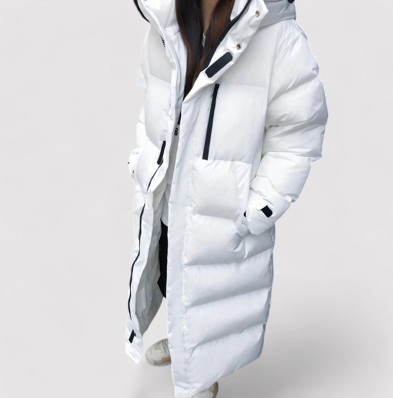 Dames Lange Waterdichte Puffer Parka Winterjas