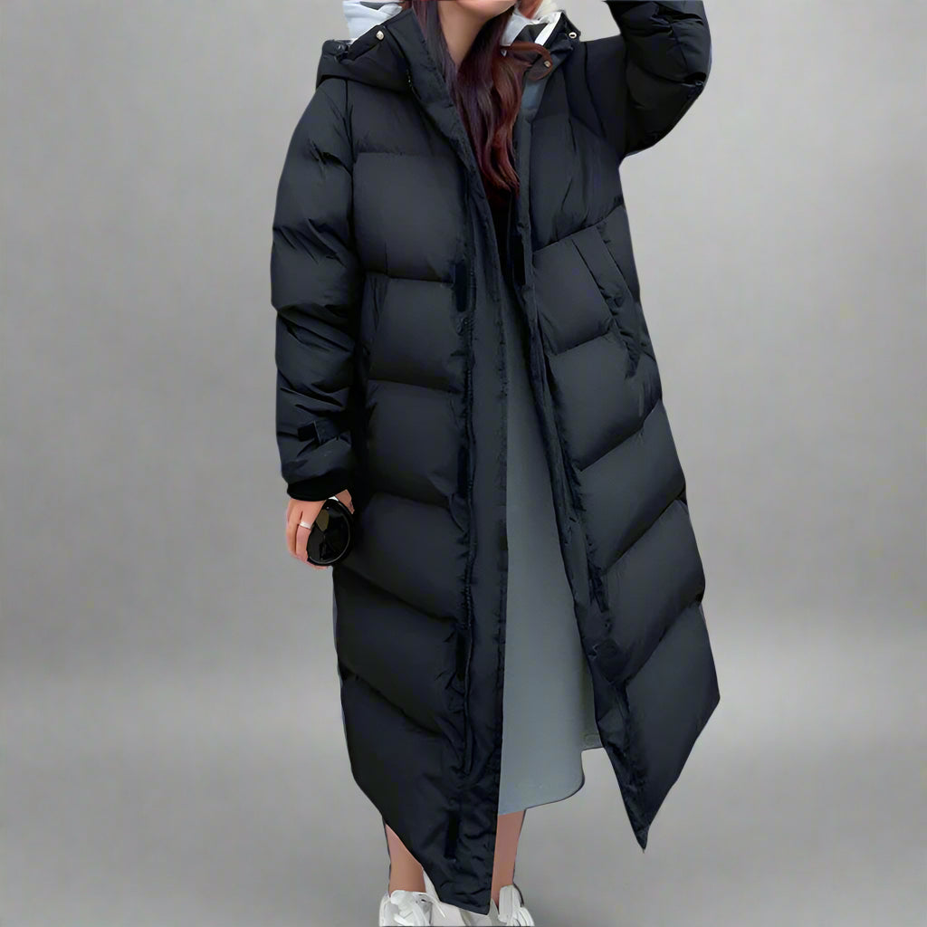 Dames Lange Waterdichte Puffer Parka Winterjas