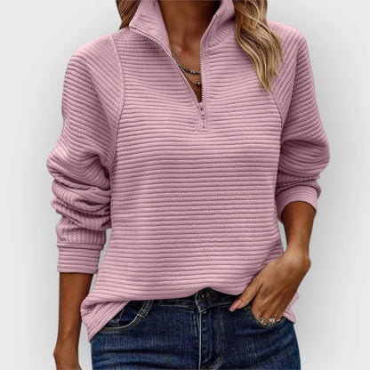 Sereen Dames Pullover | V-hals met Rits, Comfortabele Warme Trui Dames