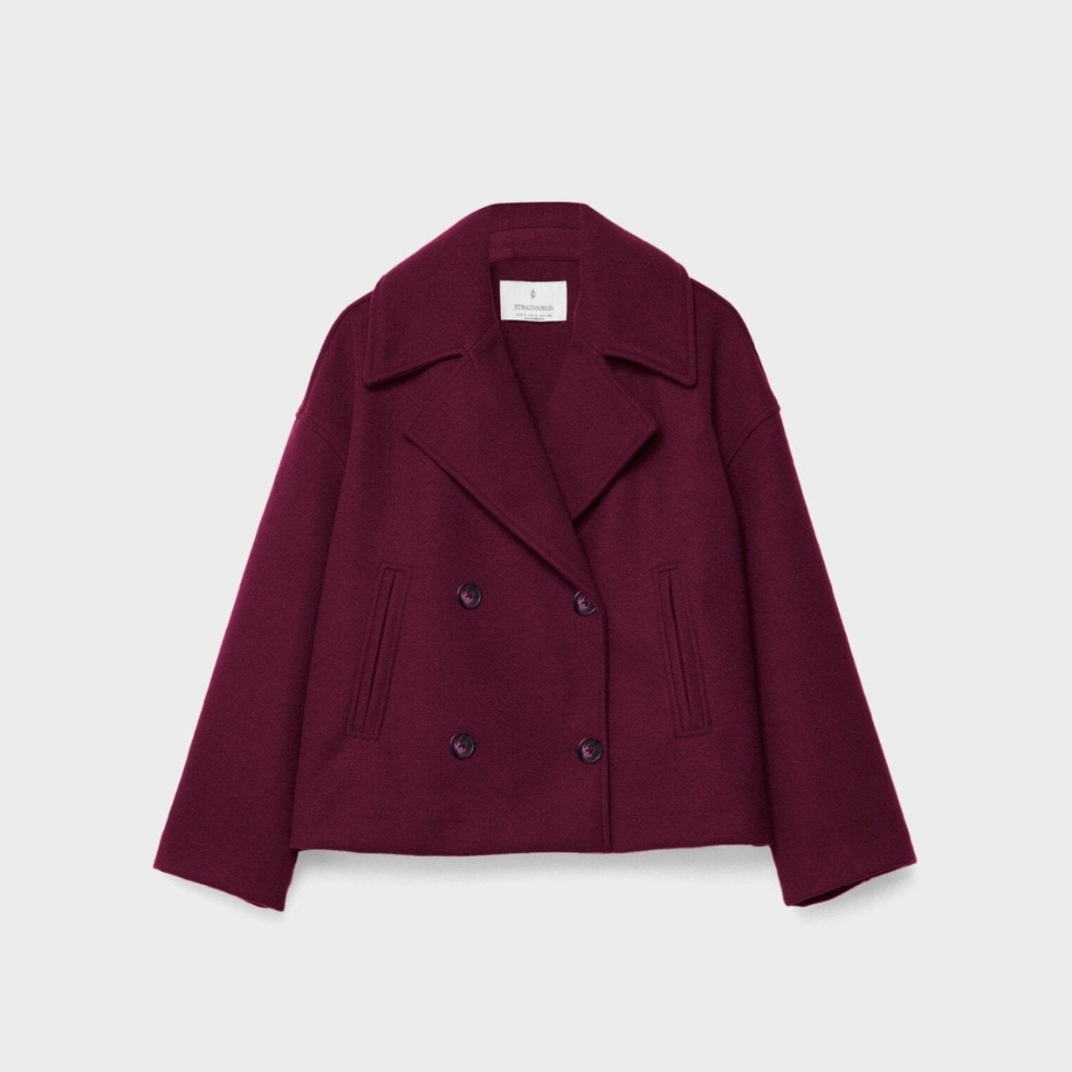 Korte Damesjas met Double-Breasted Sluiting, Modern en Stijlvol