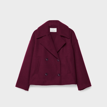 Korte Damesjas met Double-Breasted Sluiting, Modern en Stijlvol