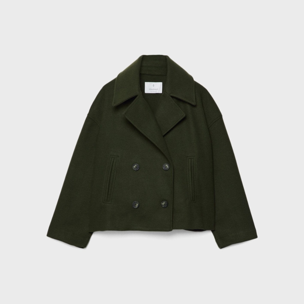 Korte Damesjas met Double-Breasted Sluiting, Modern en Stijlvol