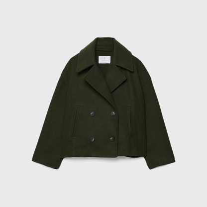 Korte Damesjas met Double-Breasted Sluiting, Modern en Stijlvol