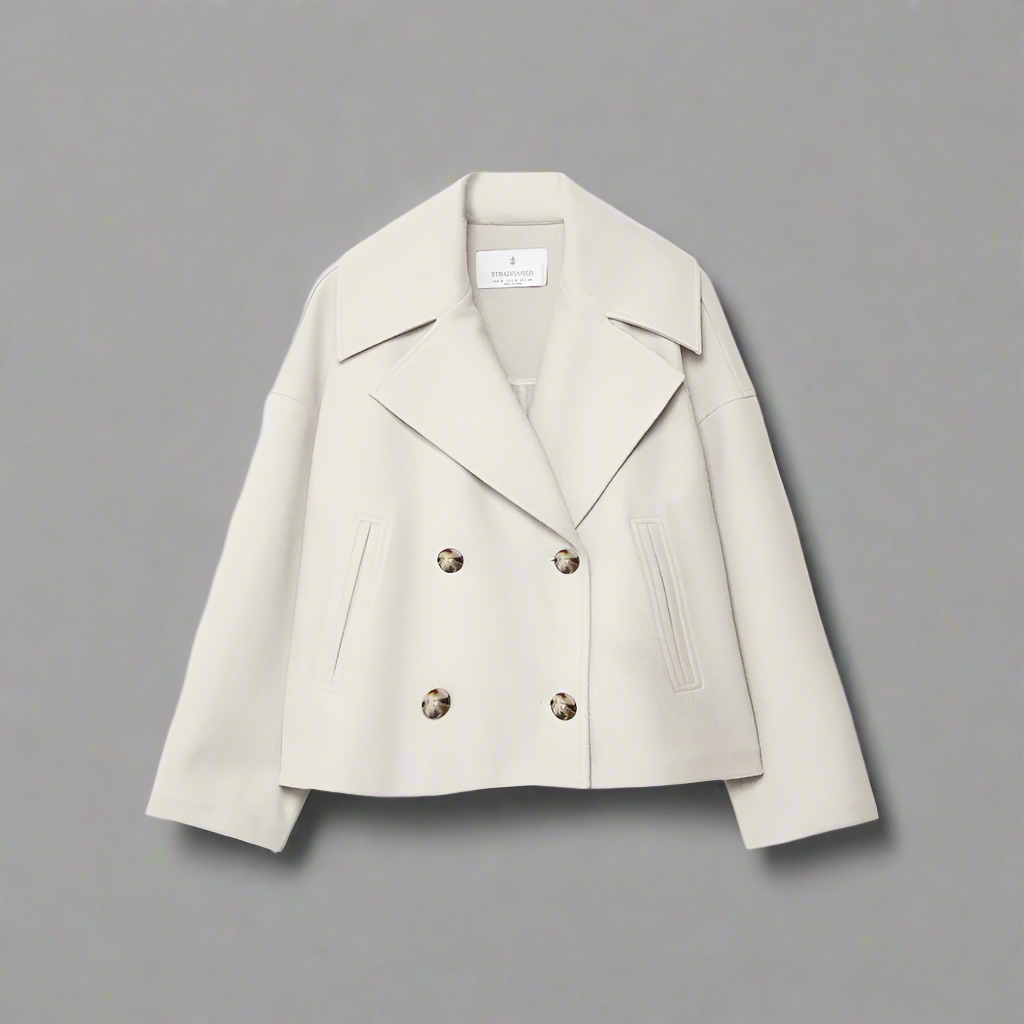 Korte Damesjas met Double-Breasted Sluiting, Modern en Stijlvol