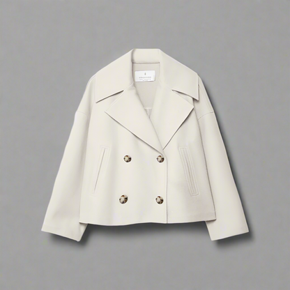 Korte Damesjas met Double-Breasted Sluiting, Modern en Stijlvol