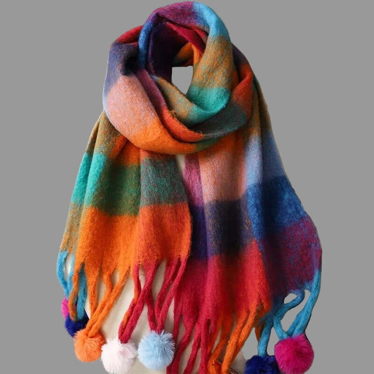 Sjaal Dames Geruit | Katoen-Polyester Mix, Warm en Comfortabel met Franjes 0