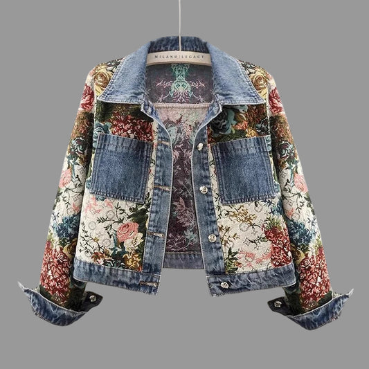 Sofia Denim Jasje Dames | Elegant Met Bloemenaccenten, Zacht Katoen 0