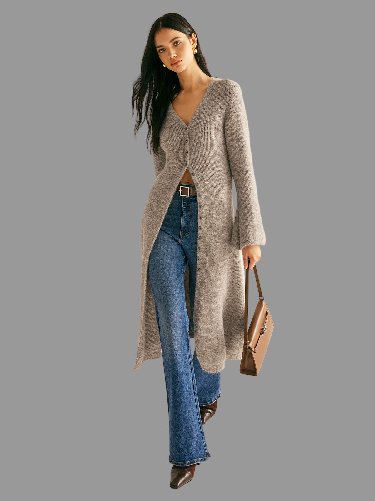 Tessa Trui Jurk Dames | V-hals Midi Met Split, Hoge Stretch 0