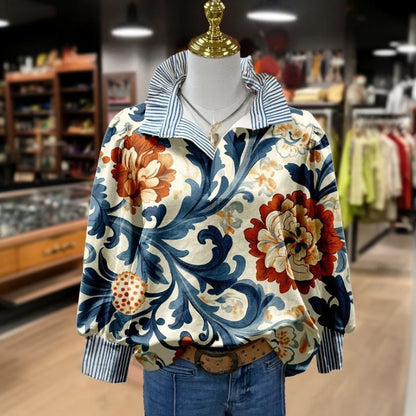 Vera Dames Blouse | Bloemenprint Katoenmix met Lange Mouwen 1