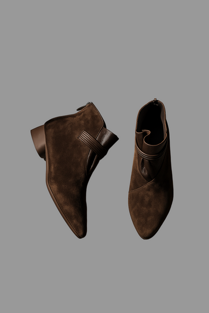 Vivienne Zwarte Dames Laarzen | Suède, Spitse Neus, Comfortabele Hak