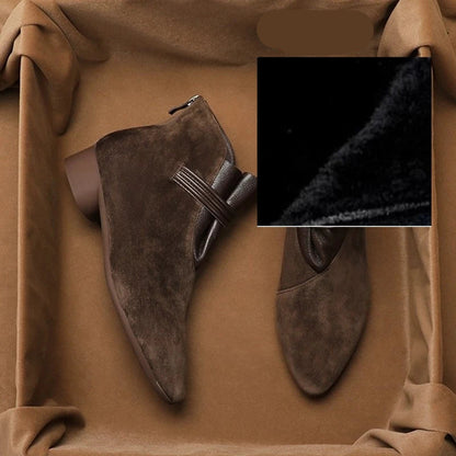 Vivienne Zwarte Dames Laarzen | Suède, Spitse Neus, Comfortabele Hak