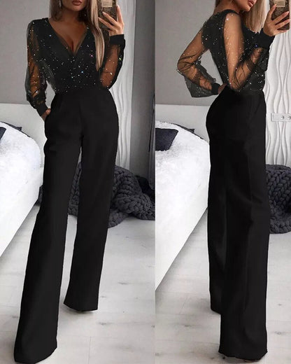 Wondrous Zwarte Jumpsuit Dames | Elegant Polyester, Effen Kleur 0