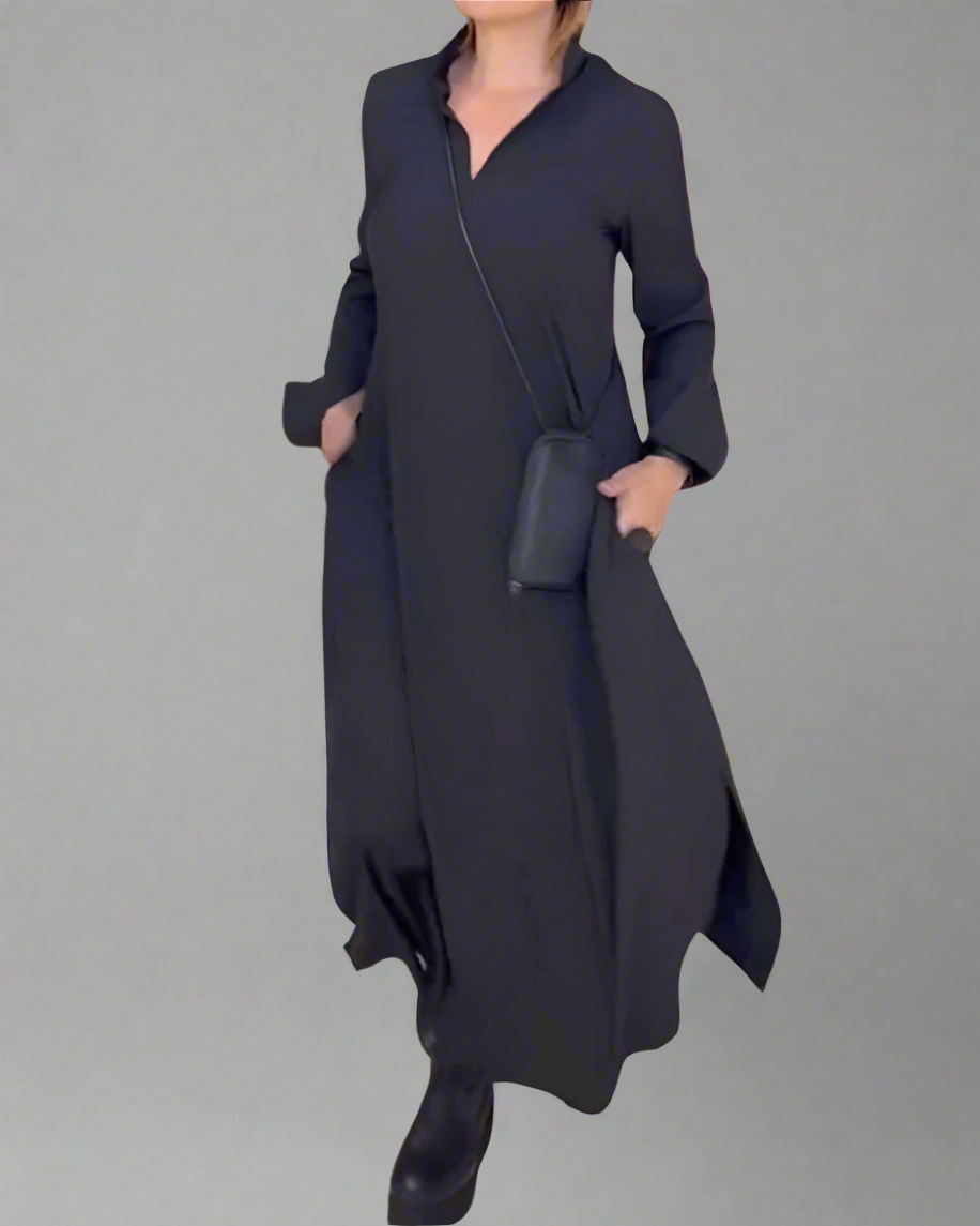 Lange Damesjurk, Los Model, Zijsplit, Katoenmix, Effen