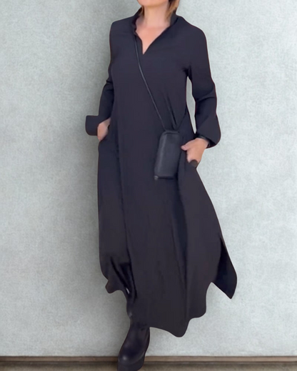 Lange Damesjurk, Los Model, Zijsplit, Katoenmix, Effen