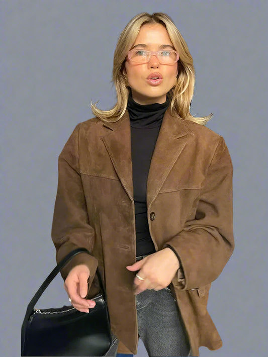 Zara Elegante Herfstjas, Suède Look, Warm en Comfortabel